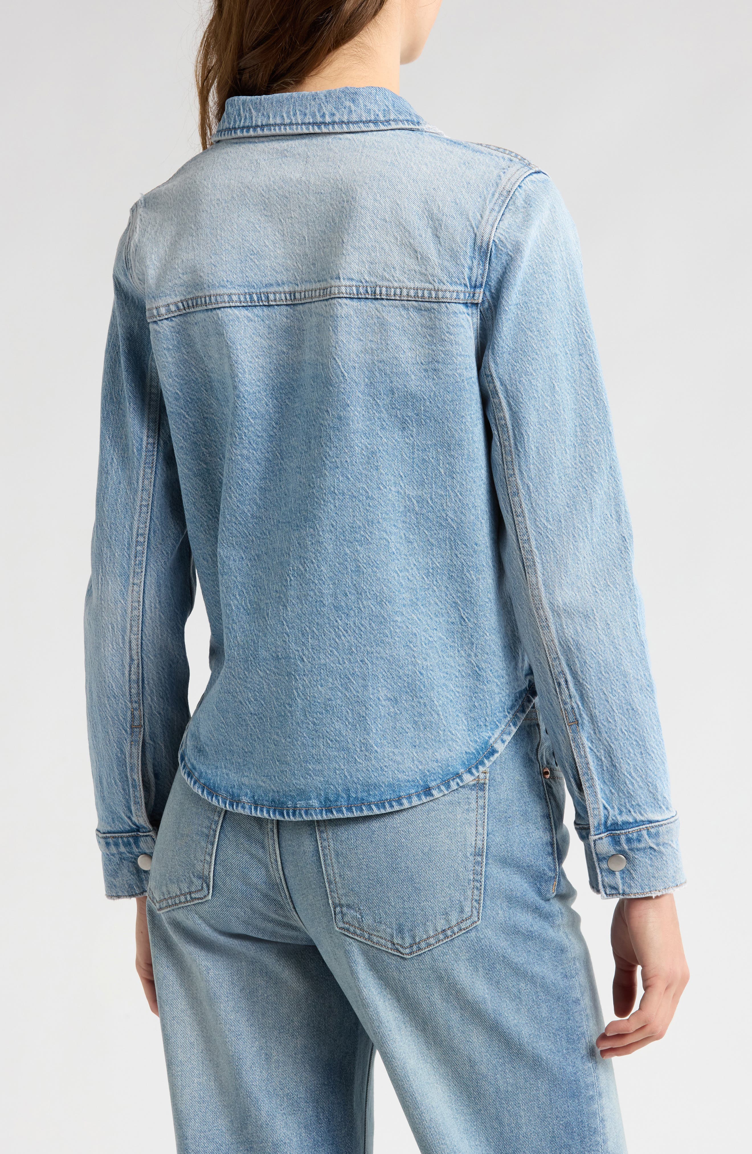 Jules Fitted Denim Snap-Up Shirt - image 2