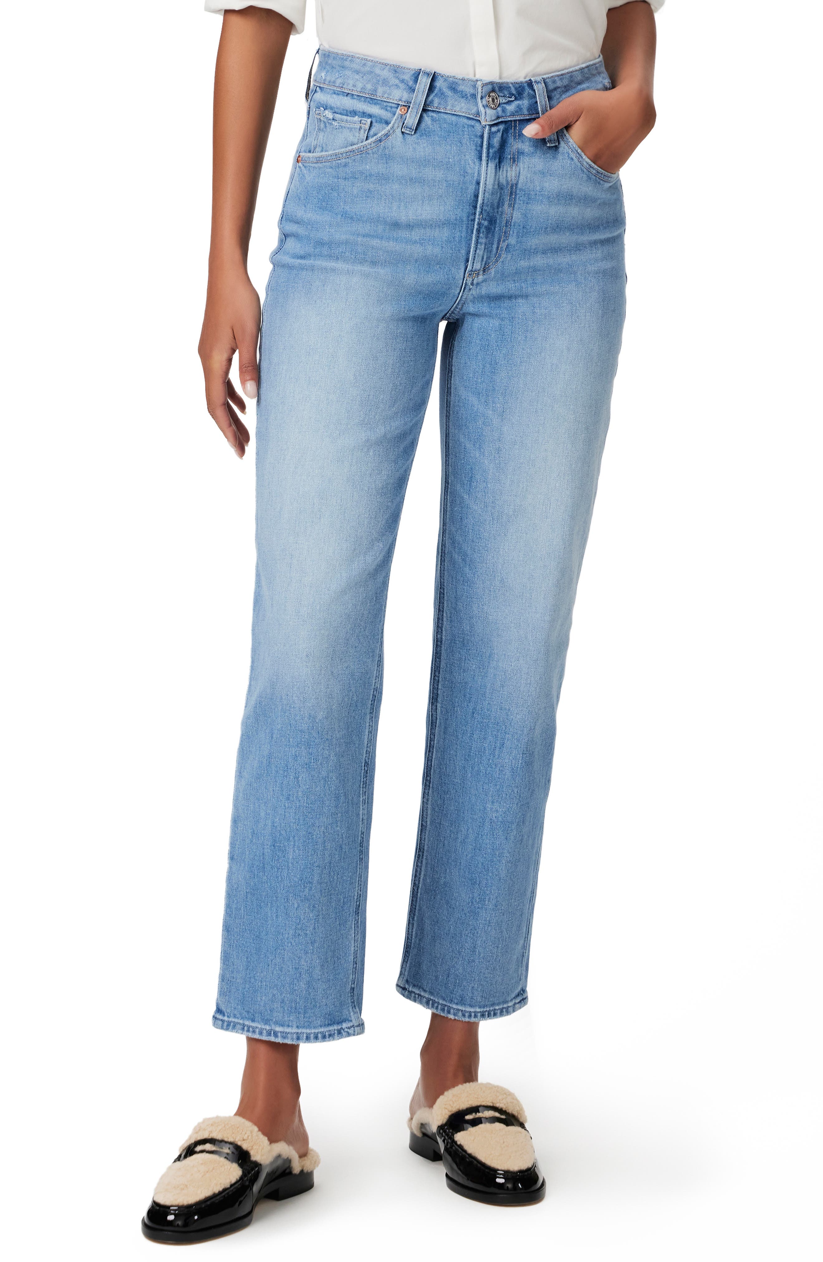 Sarah High Waist Ankle Straight Leg Jeans