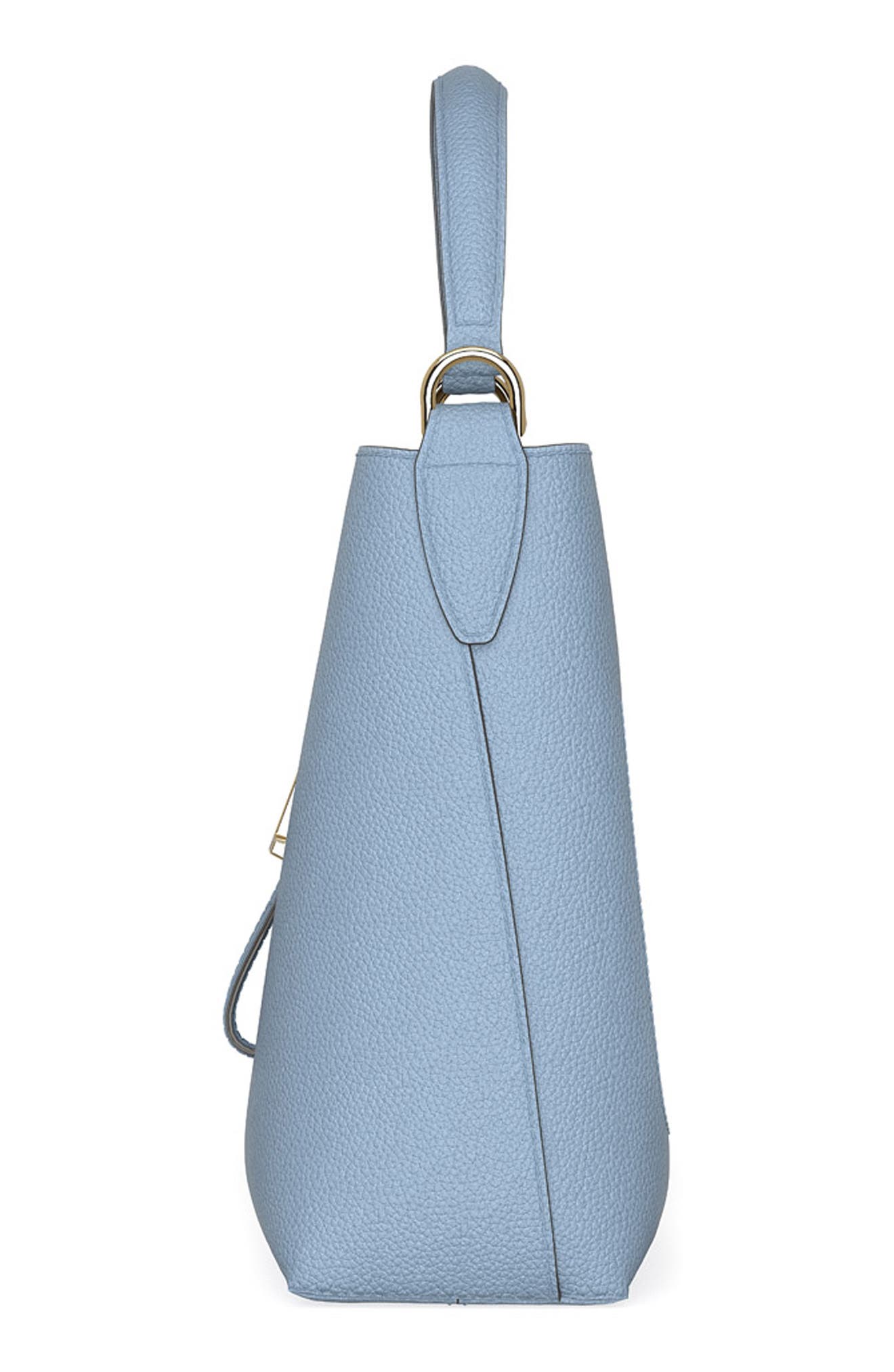 Tod's T Timeless Leather Bucket Bag, Alternate, color, Carta Zucc. Chiaro