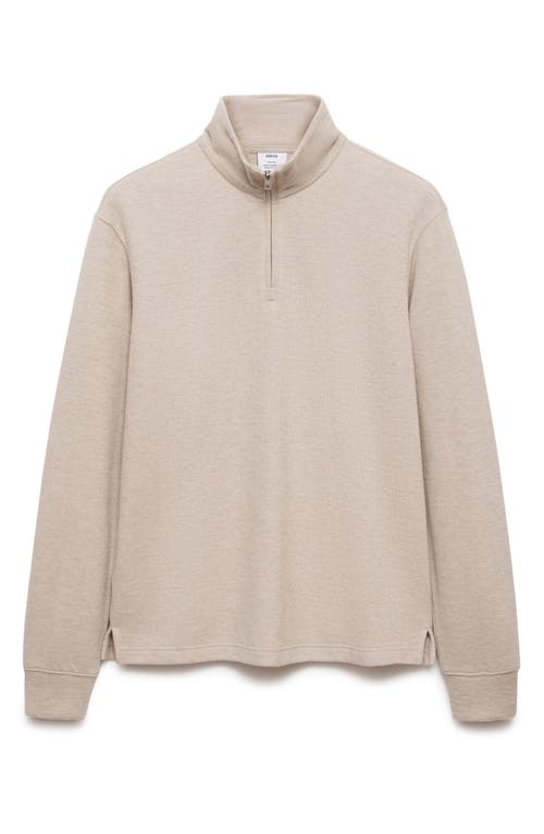 Mango Knit Cotton Blend Sweatshirt In Sand