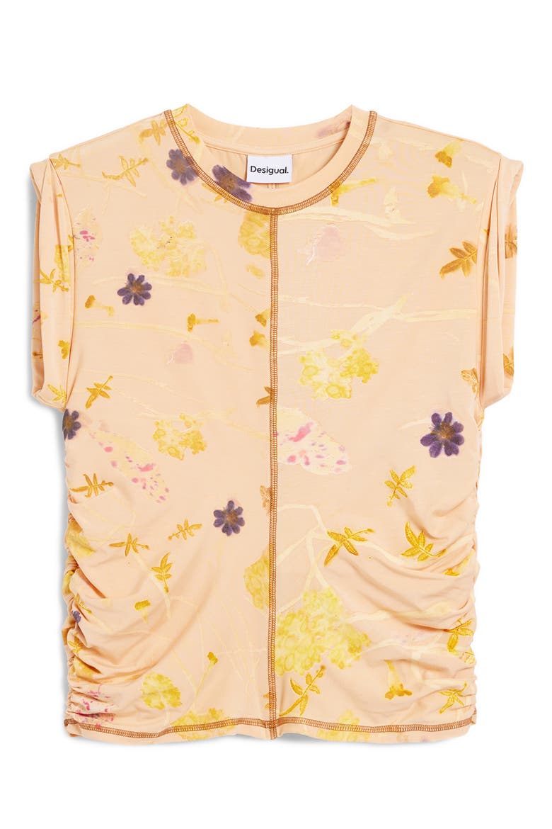 Floral Exposed Seam Top, Alternate, color, BEIGE