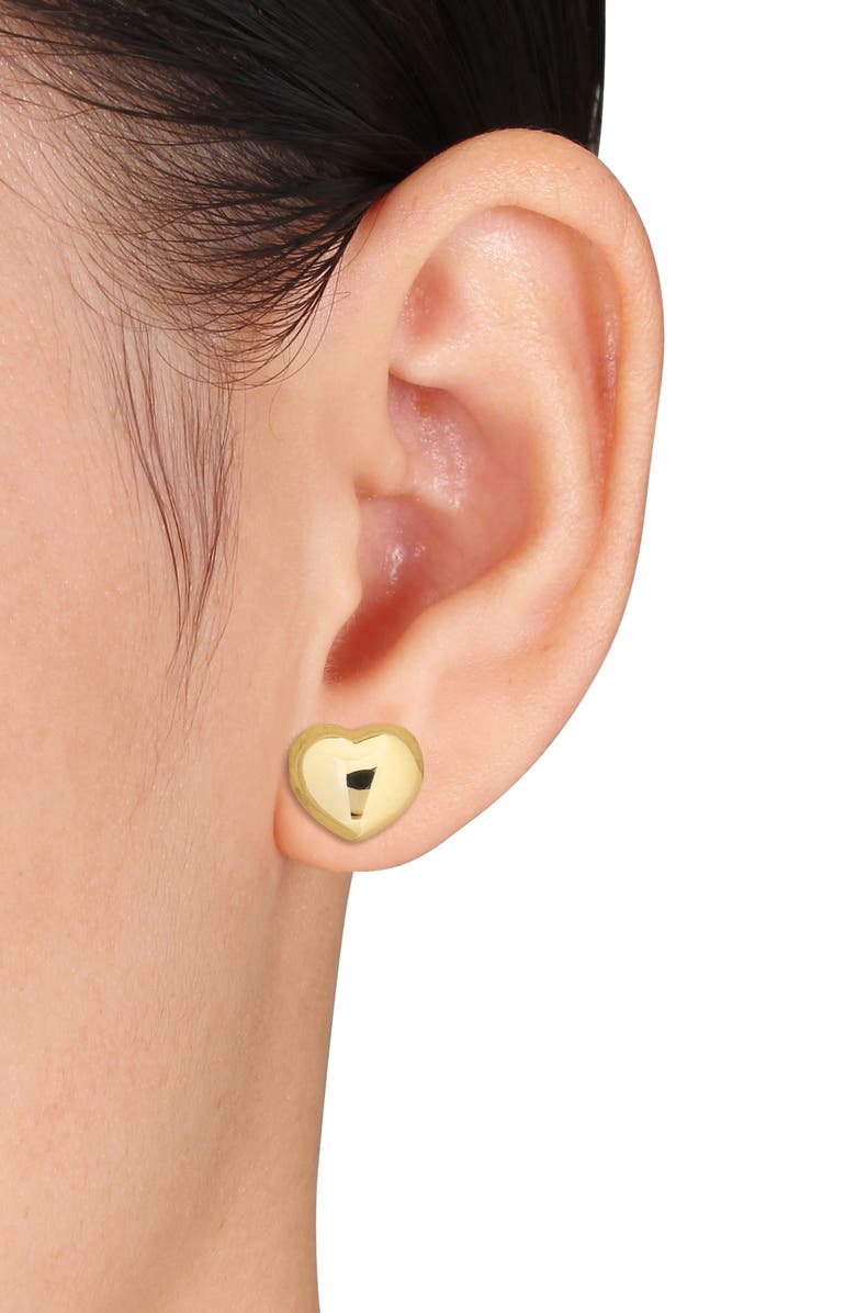 DELMAR Puffed Heart Stud Earrings, Alternate, color, Gold