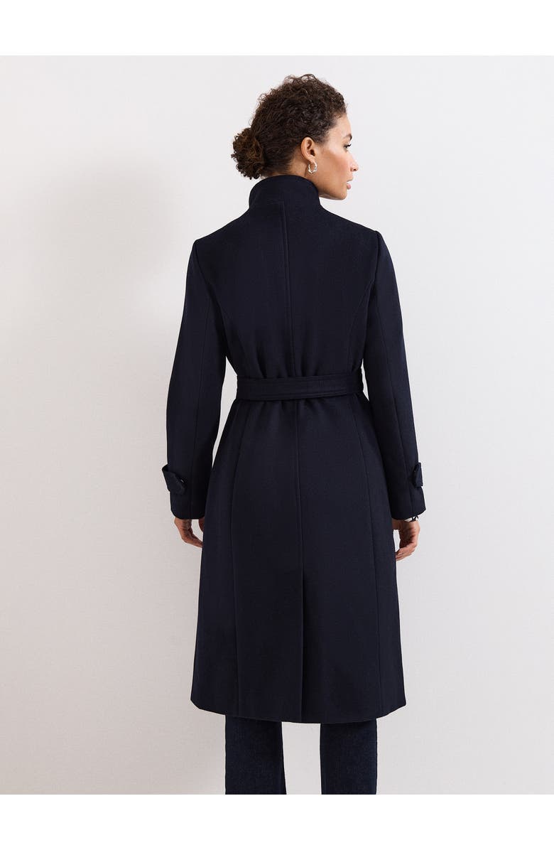 Phase Eight Belted Funnel Collar Coat, Alternate, color, Navy
