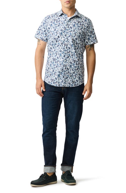 Rodd & Gunn Herbertville Floral Short Sleeve Button-up Shirt In Lake