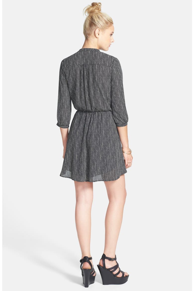 Lush 'Kendal' Polka Dot Print Surplice Faux Wrap Dress, Alternate, color, BLACK/ TAUPE