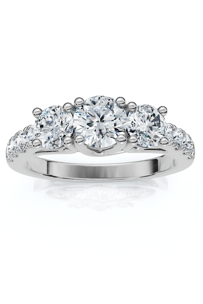 1 1/4ct Three Stone Lab Grown Diamond Engagement Ring 14K Gold, Main, color, 14K White Gold