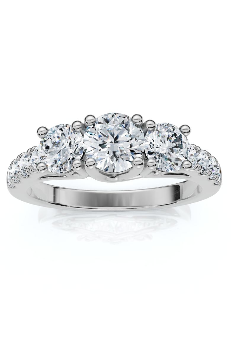 Bliss Diamond 1 1/4ct Three Stone Lab Grown Diamond Engagement Ring 14K Gold, Main, color, 14K White Gold