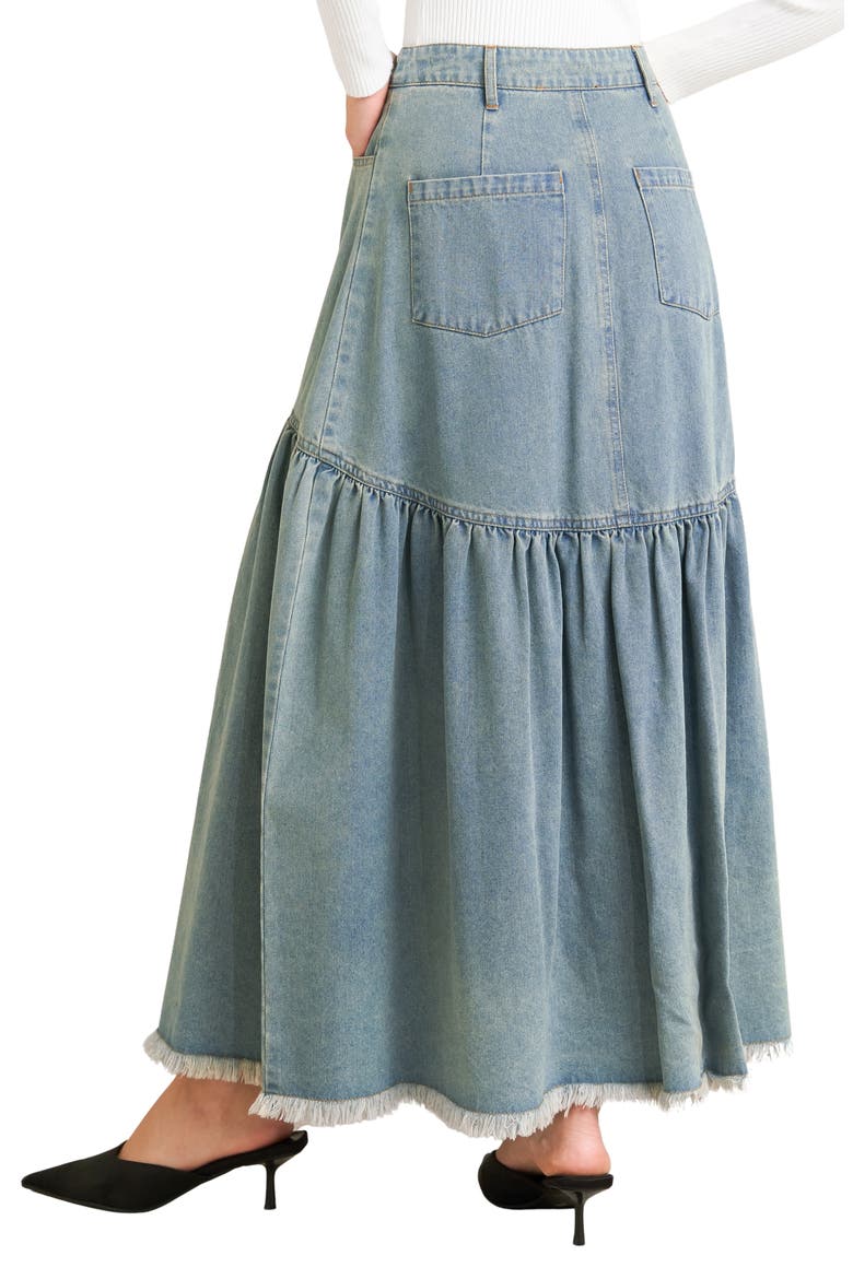 Denim Maxi Skirt, Alternate, color, MEDIUM INDIGO