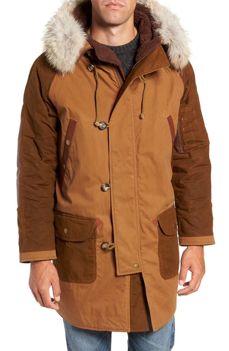 Frye Ranson Faux Fur Trim Mixed Media Parka, Alternate, color, 