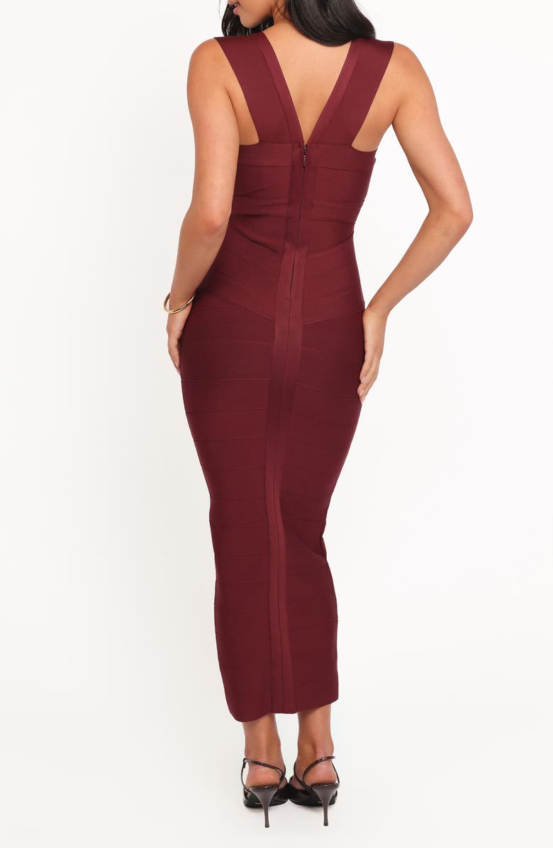 Petal & Pup Josiah Keyhole Body-Con Midi Dress, Alternate, color, Burgundy