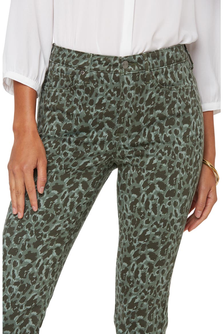 Animal Print High Waist Slim Bootcut Jeans, Alternate, color, OLIVE CAT