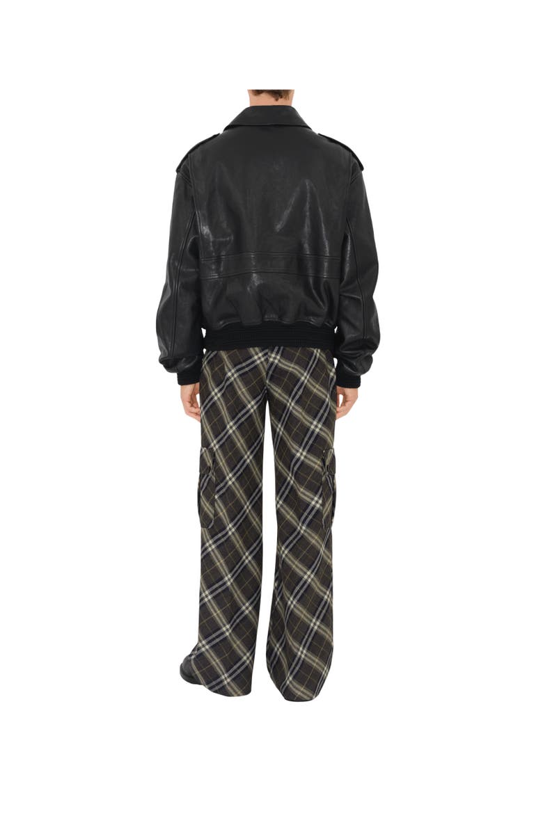 Burberry Leather Bomber Jacket, Alternate, color, Black