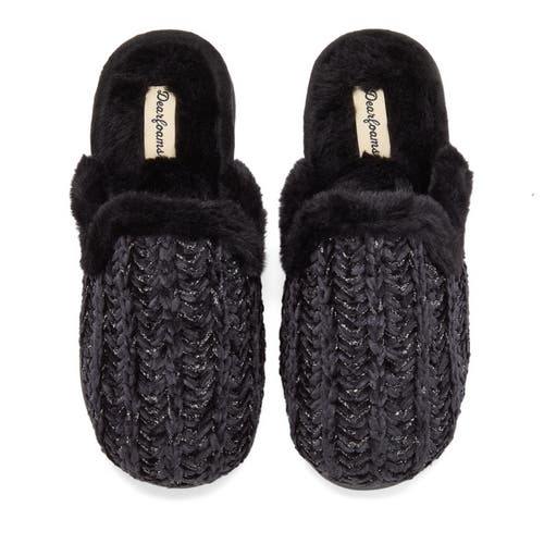 Dearfoams Paris Chenille Shaped Tab Scuff Slipper In Black