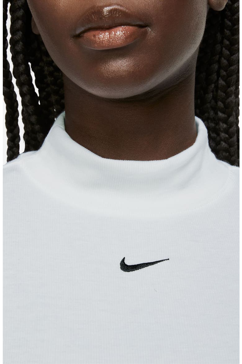 Sportswear Essential Mock Neck Crop T-Shirt, Alternate, color, WHITE/ BLACK