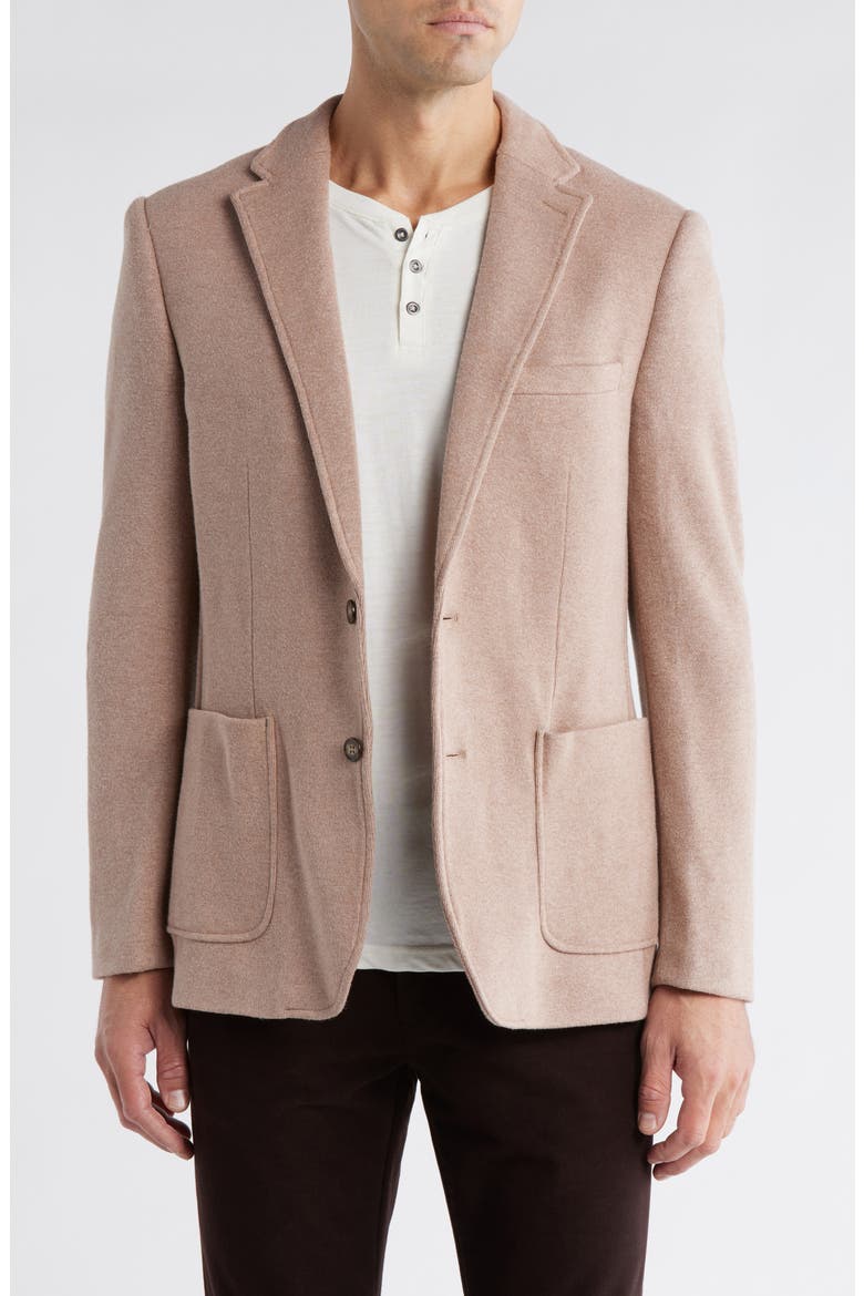 Brushed Ribbed Knit Sport Coat, Main, color, CAMEL HEATHER