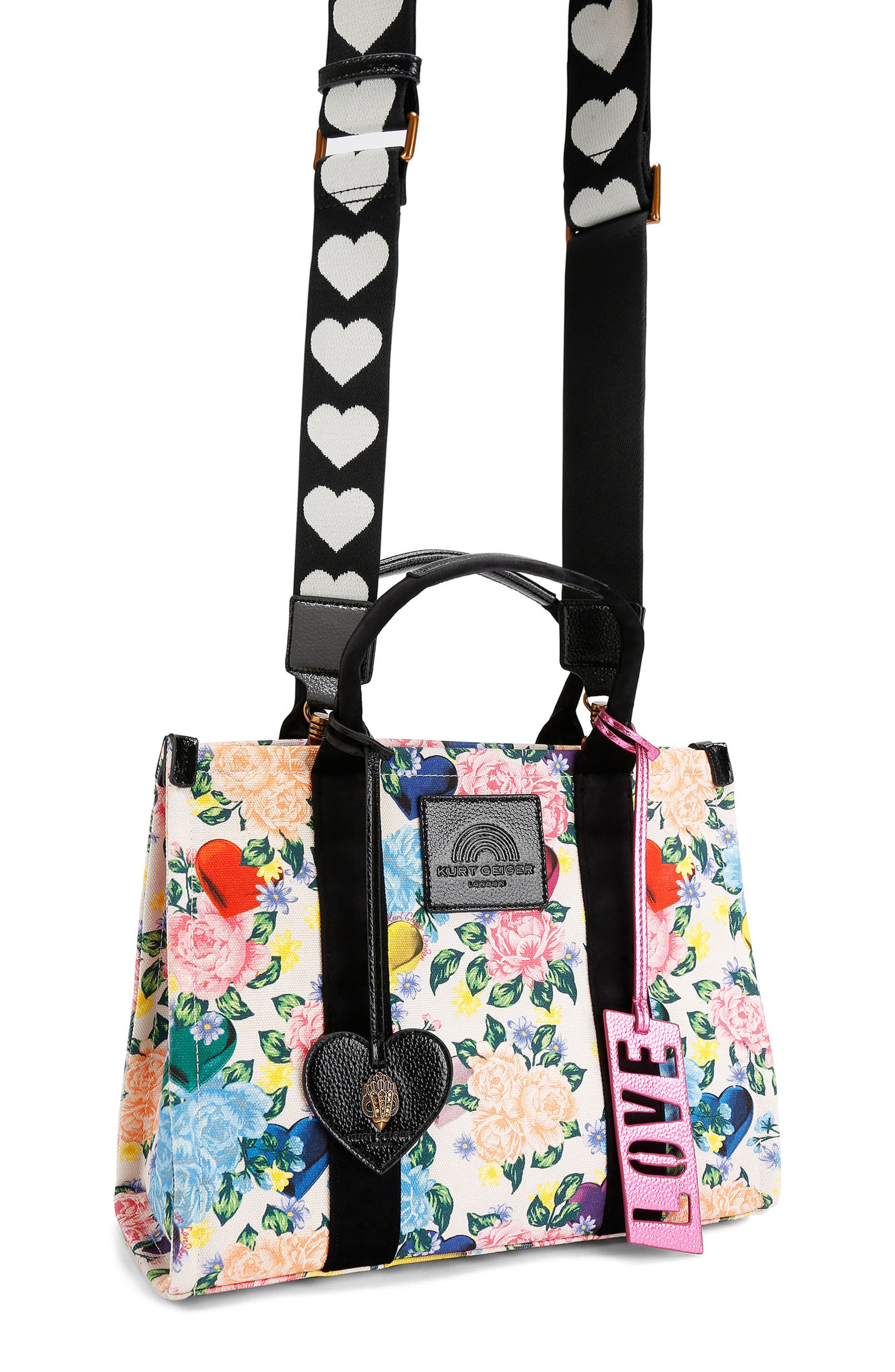 Kurt Geiger London Southbank Floral Canvas Tote, Alternate, color, Charcoal
