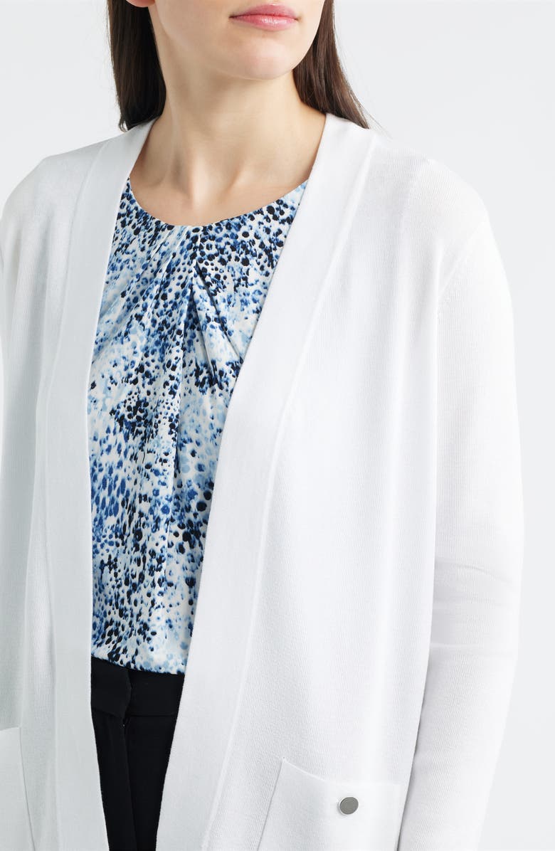 Anne Klein Malibu Open Front Cardigan, Alternate, color, Crisp White