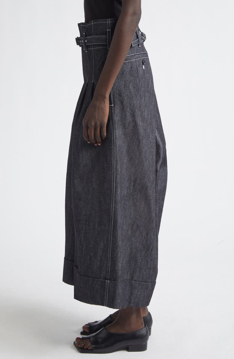 Junya Watanabe High Waist Belted Flared Denim Pants, Alternate, color, Black/ Off White
