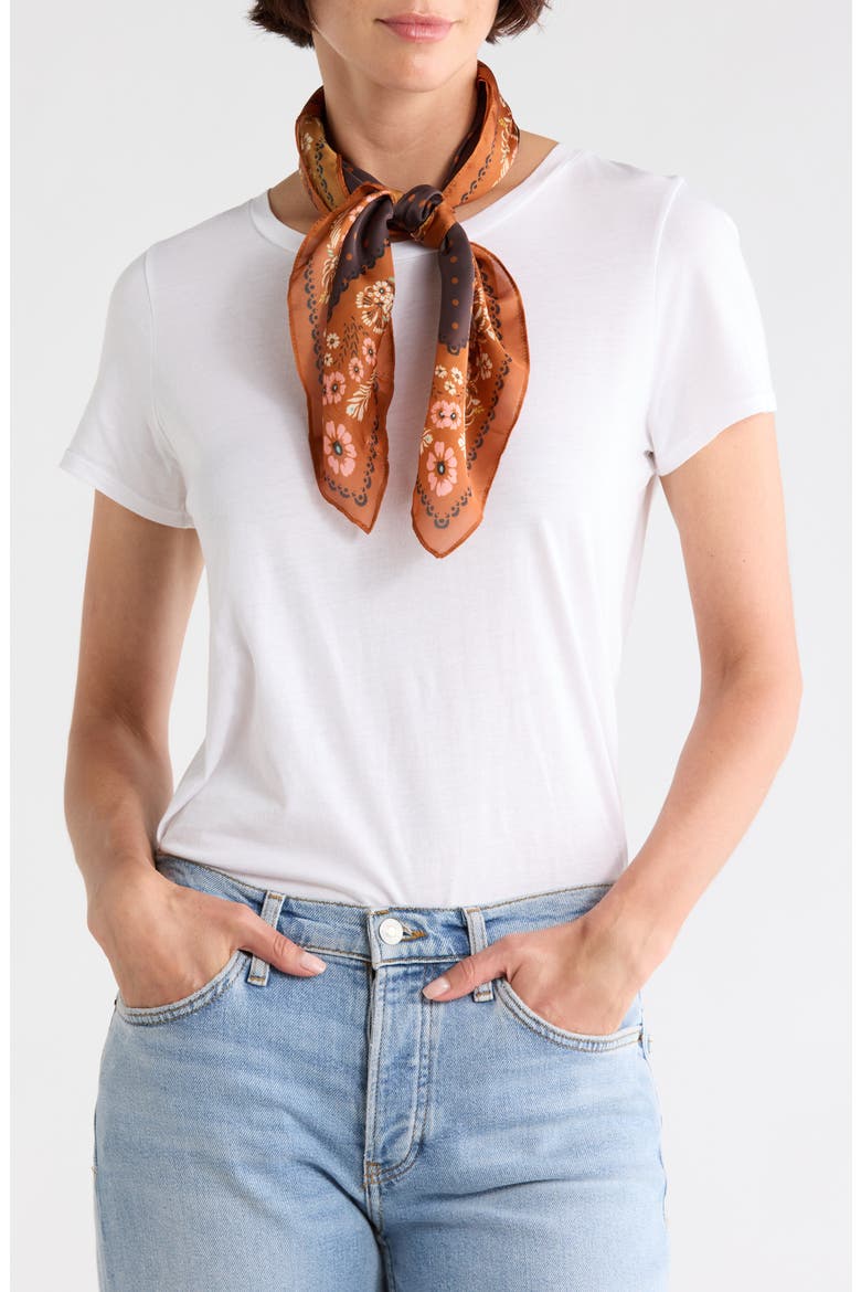 Border Print Scarf, Main, color, RUST