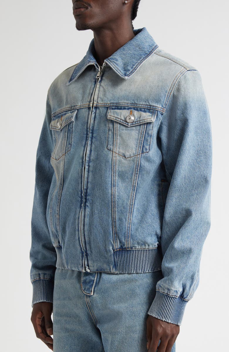 Balmain Monogram Lined Denim Jacket, Alternate, color, 6Aw Washed Blue Jean