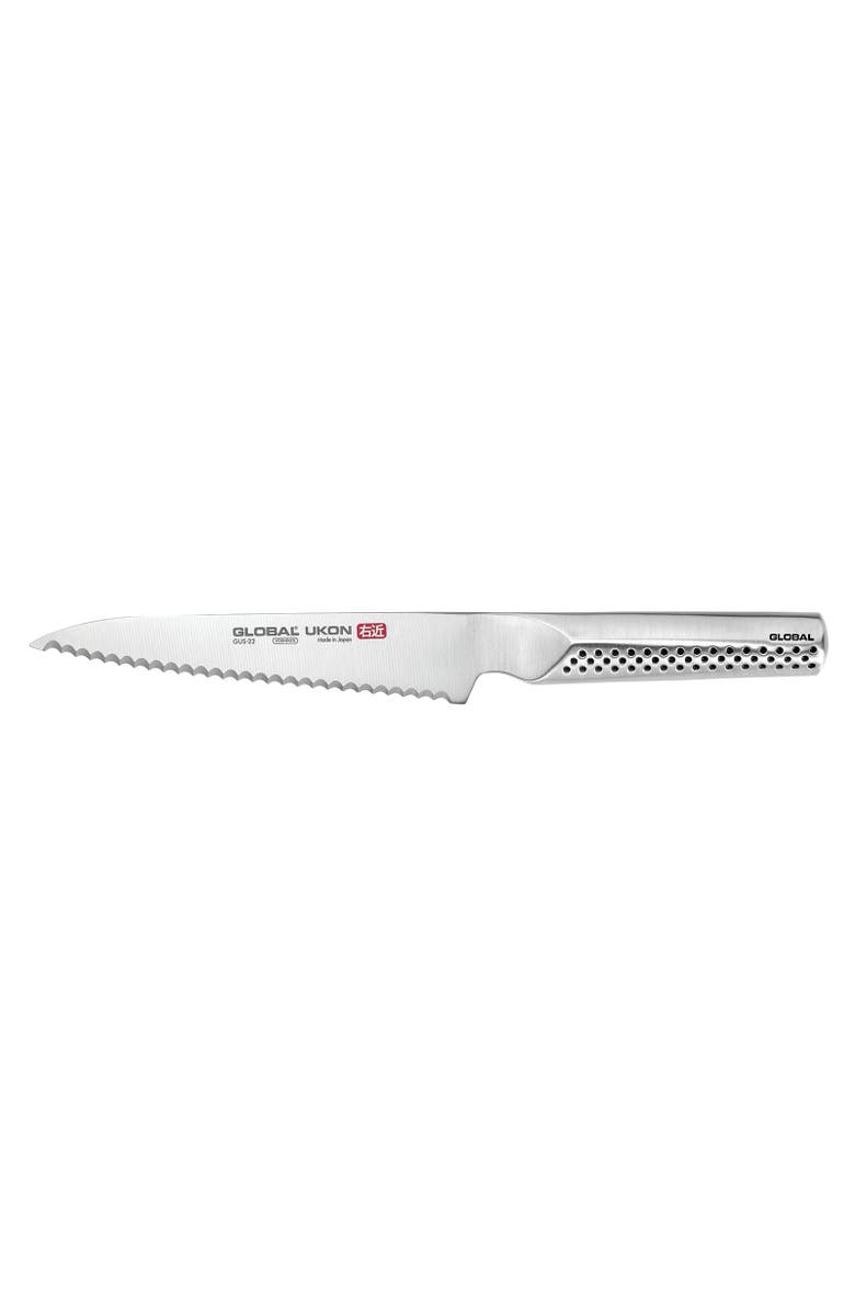 GLOBAL UKON 6" Serrated Utility Knife, Main, color, Silver