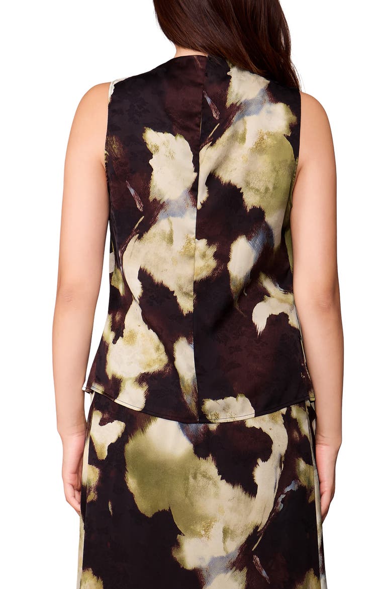 Sleeveless Jacquard Satin Cowl Neck Top, Alternate, color, WATERCOLOR FLORAL PRINT
