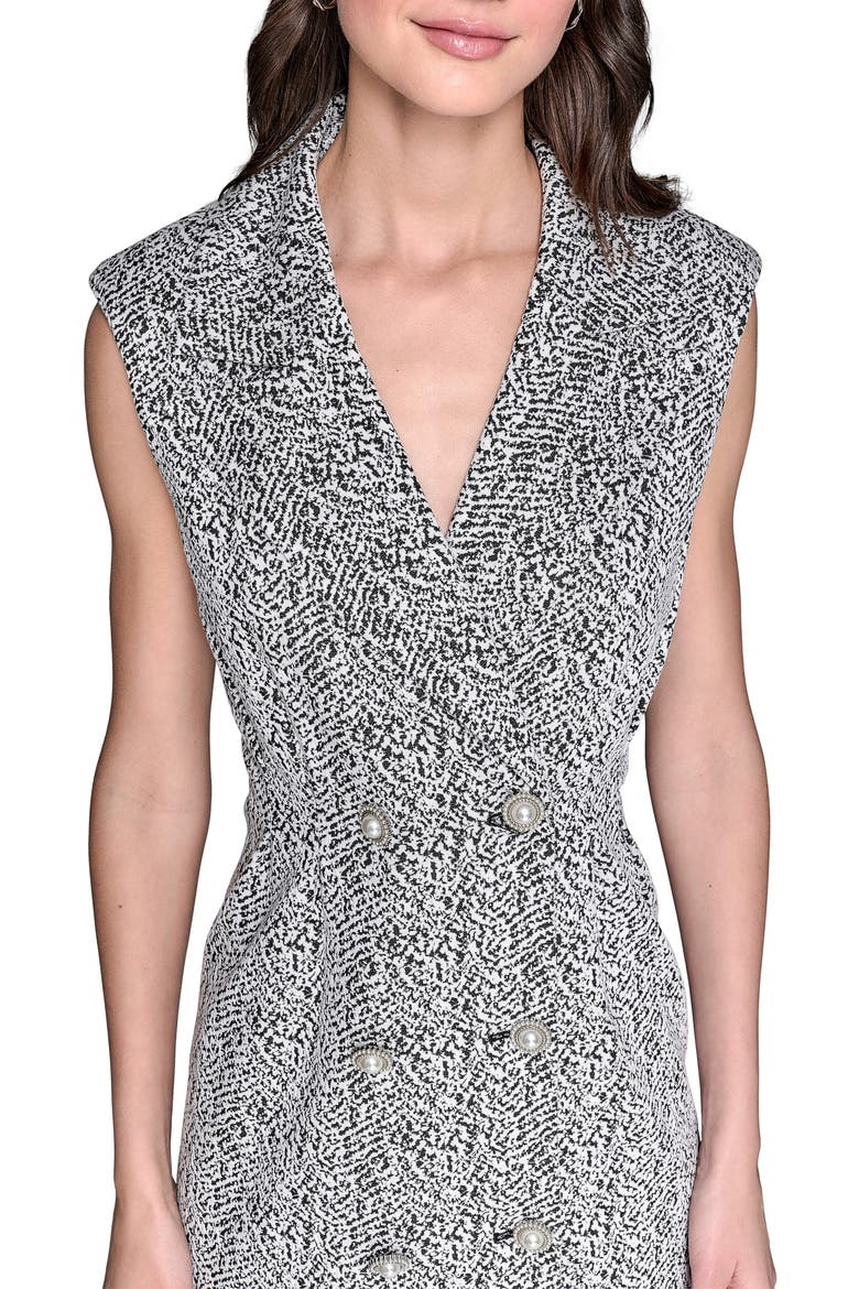 Abstract Jacquard Sheath Dress, Alternate, color, BLACK/ SOFT WHITE