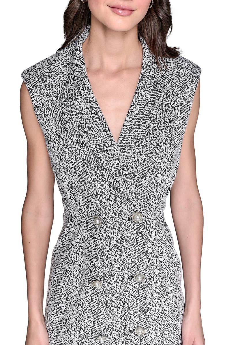 KARL LAGERFELD PARIS Abstract Jacquard Sheath Dress, Alternate, color, Black/ Soft White
