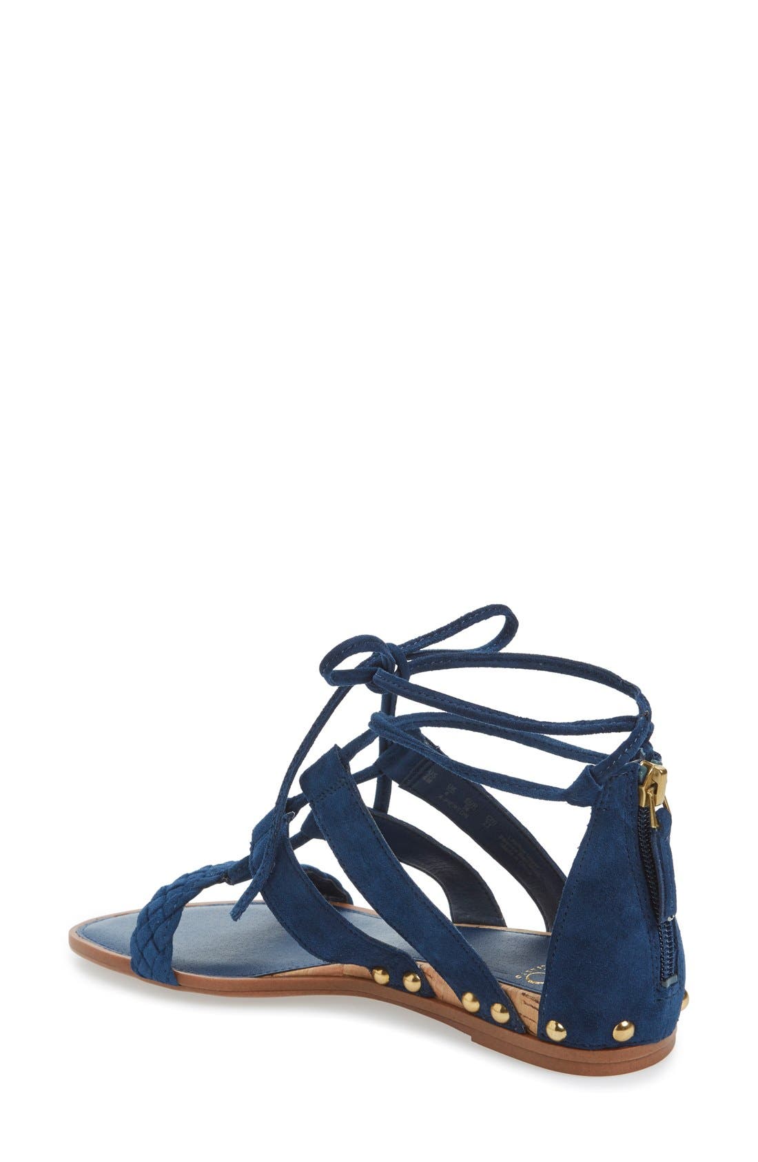 'Pierson' Lace-Up Sandal, Alternate, color, BLUE SUEDE