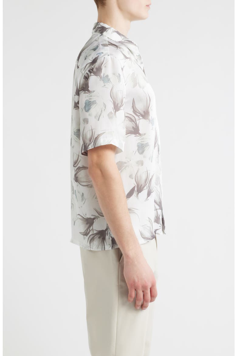 Oversize Floral Short Sleeve Button-Up Shirt, Alternate, color, WHITE LUMINOUS FLORAL