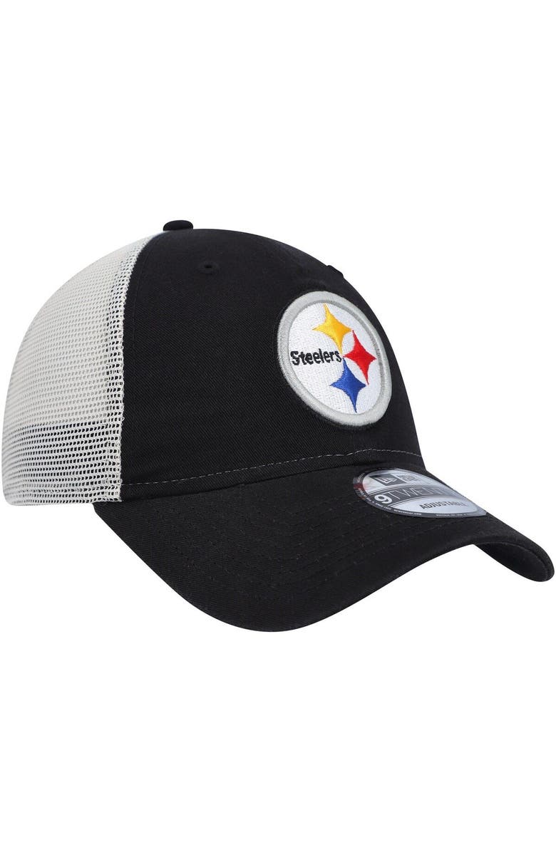 New Era Men's New Era Black/Natural Pittsburgh Steelers Loyal 9TWENTY Trucker Hat, Alternate, color, 