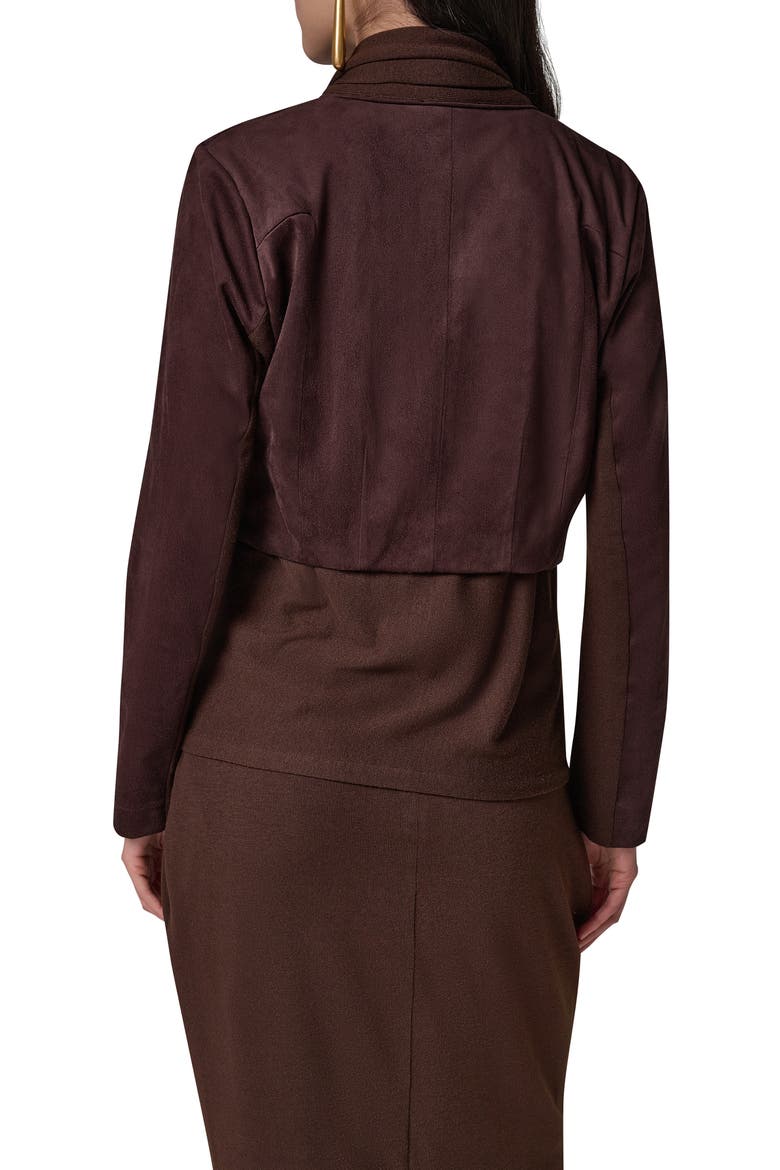 Mixed Media Faux Suede Jacket, Alternate, color, ESPRESSO