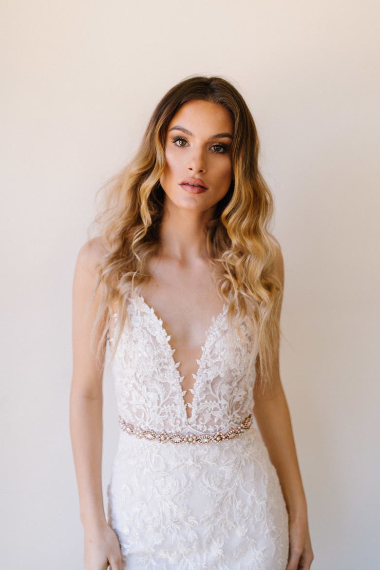 Amara Bridal Belt, Alternate, color, Rose Gold