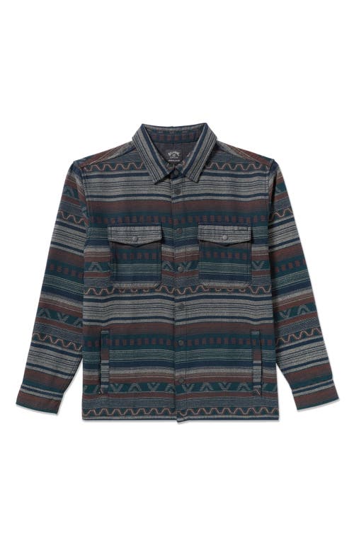 Billabong Lodge Jacquard Snap Front Shirt In Blue