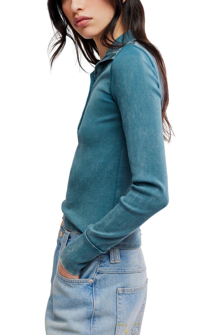 Lake Stand Collar Stretch Cotton Rib Henley, Alternate, color, PINE BLOSSOM