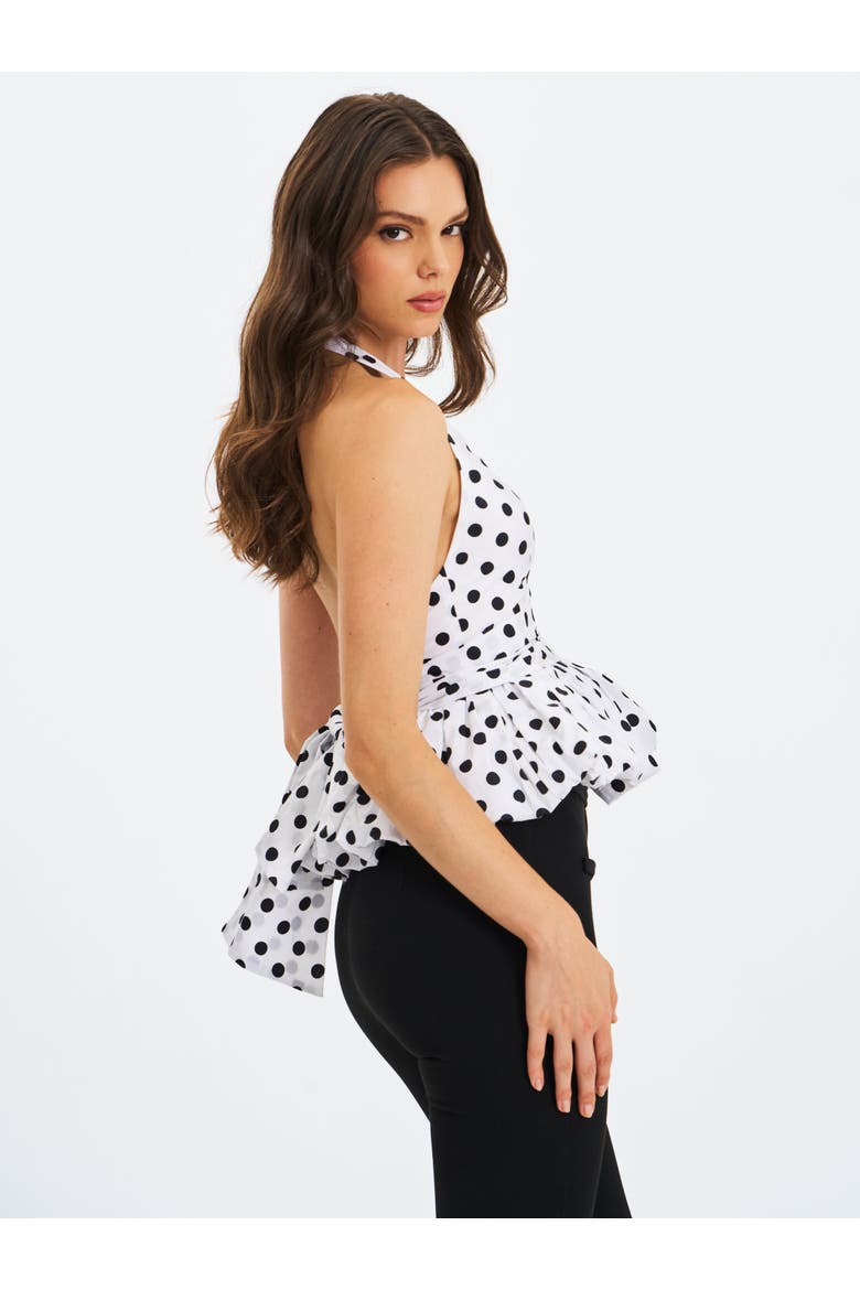 IleneIlene Halter Peplum Polka Dot Blouse Top, Alternate, color, White