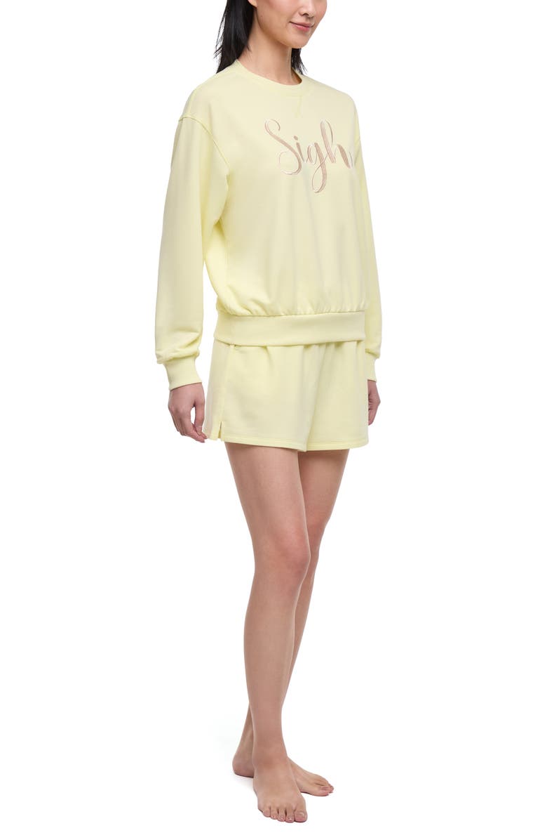 Wildfox Sigh Sleep Sweatshirt & Shorts Set, Alternate, color, Wax Yellow