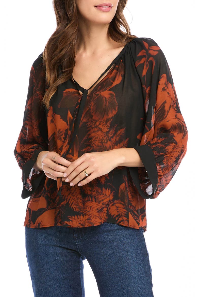 Blouson Sleeve Floral Top, Alternate, color, PRINT