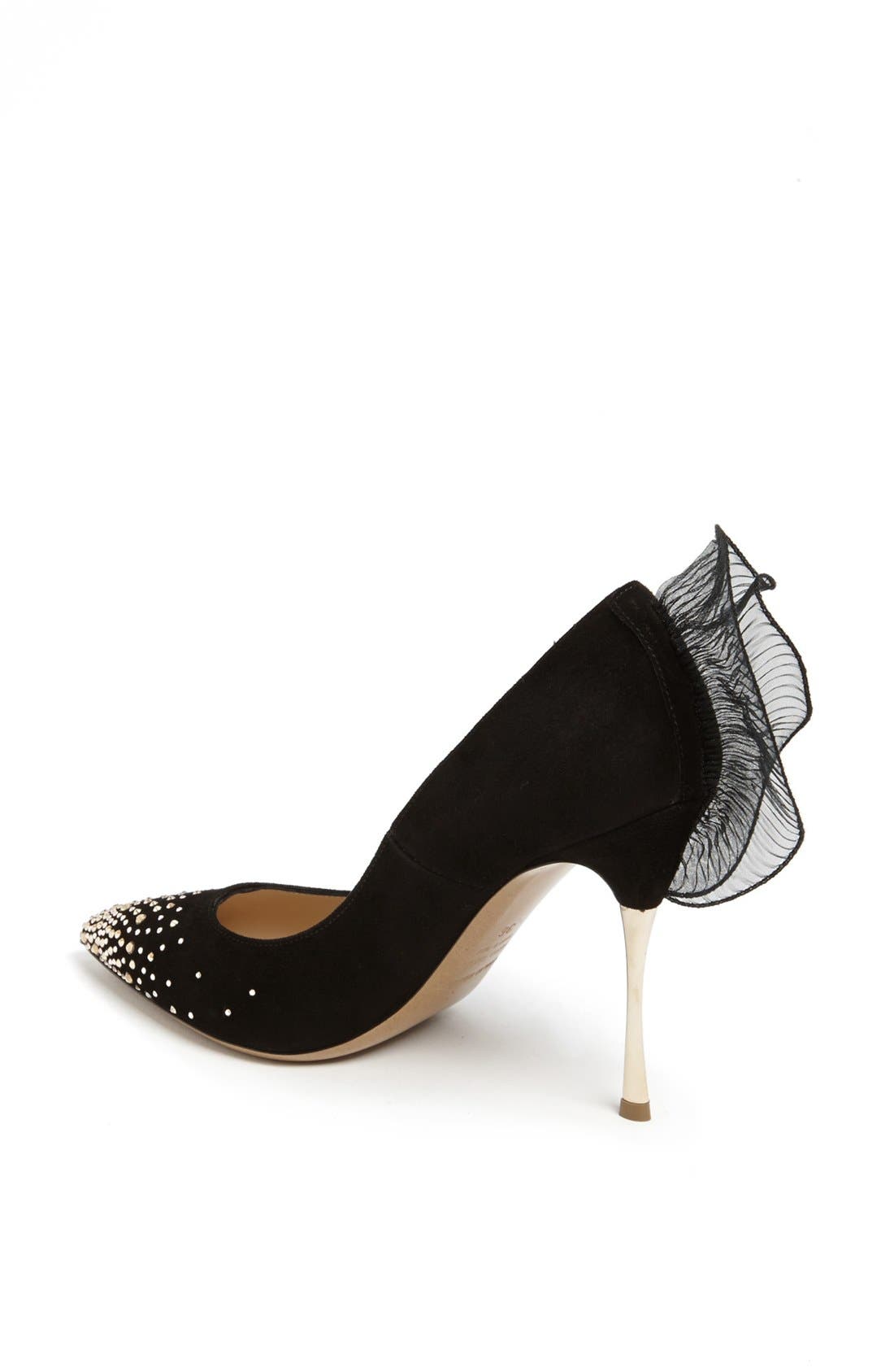 Ruffle Trim Pump, Alternate, color, BLACK/ GOLD