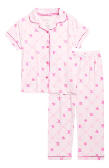 Juicy Couture Kids' Printed 2-piece Pajamas In Pink Lattice