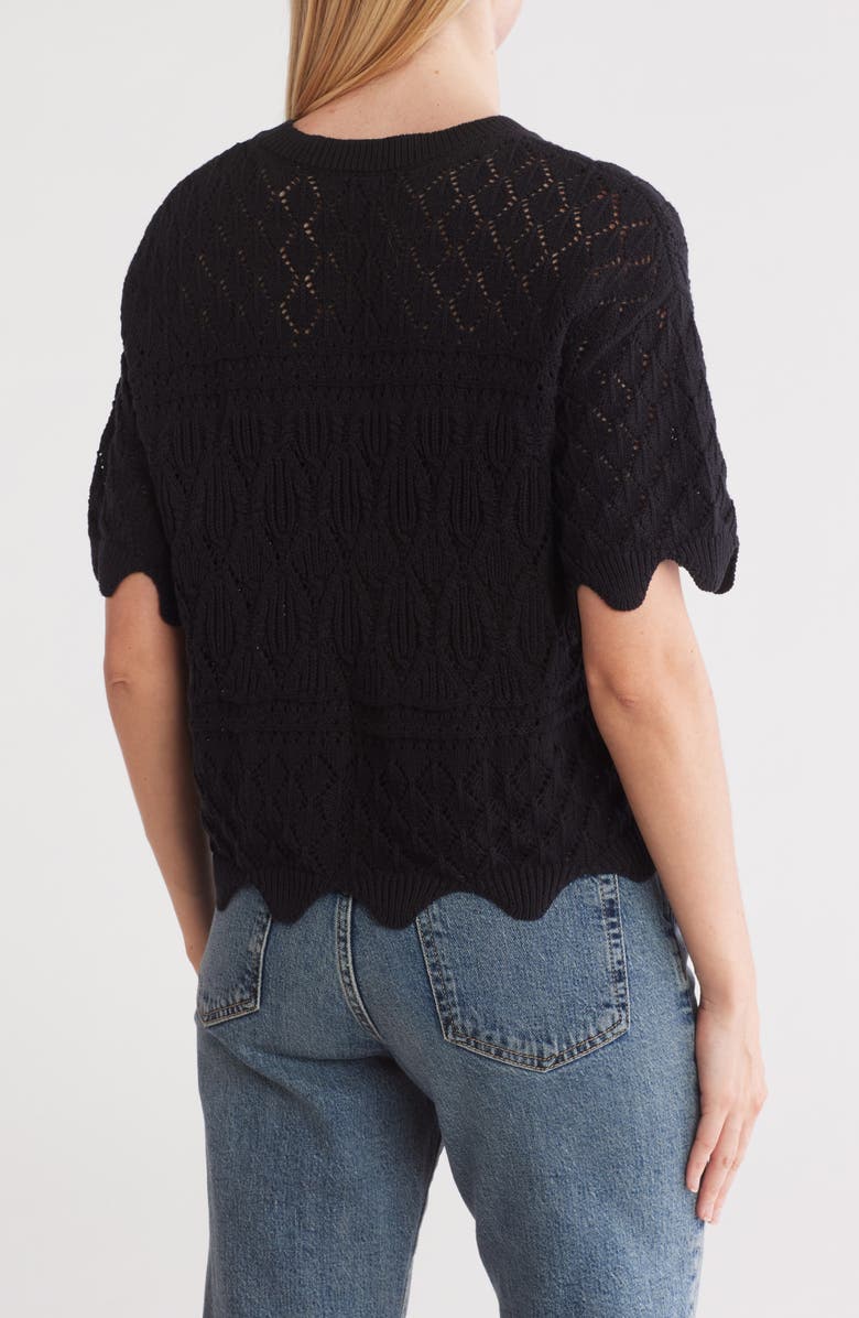 Splendid Dallas Cotton Short Sleeve Sweater, Alternate, color, Black