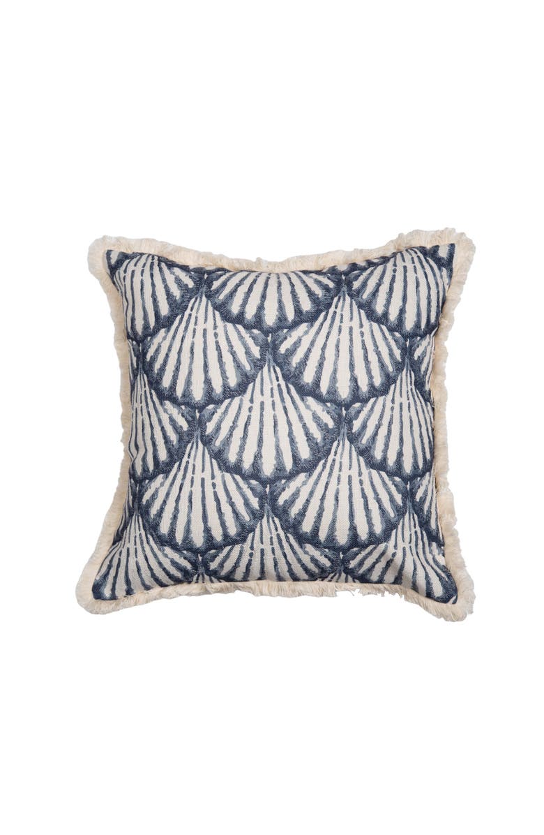 C&F Home Blue Scallop Shells Graphic Print Fringed Throw Pillow, 18" x 18", Main, color, Blue