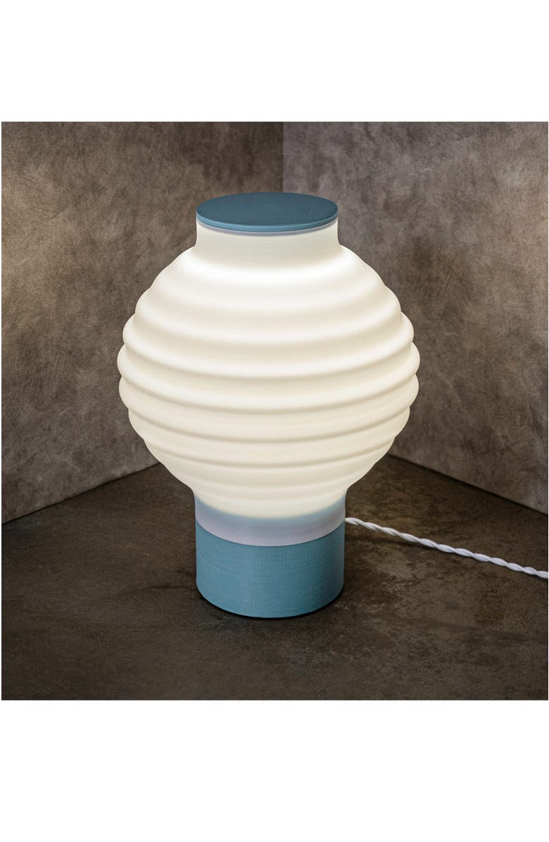 JONATHAN Y Asian Lantern 15" Vintage Traditional Plant-Based PLA 3D Printed Dimmable LED Table Lamp, Alternate, color, White/Blue