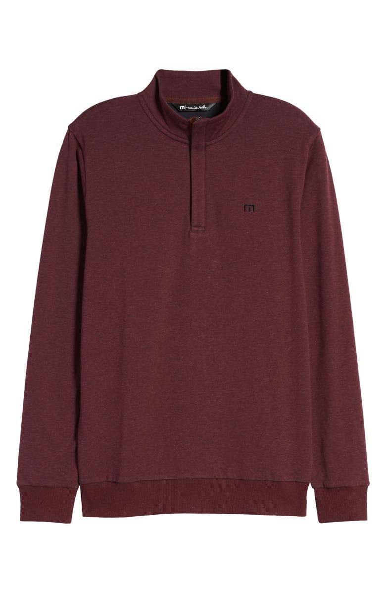 TravisMathew Cloud 2.0 Quarter Zip Pullover, Alternate, color, Heather Dark Red