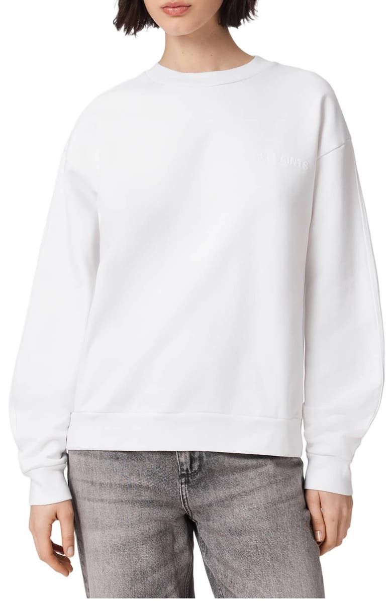 AllSaints Mabel Etta Cotton Sweatshirt, Main, color, Optic White