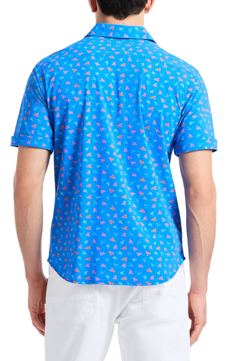 Robert Graham Lobster Roll Knit Short Sleeve Button-Up Shirt, Alternate, color, Blue