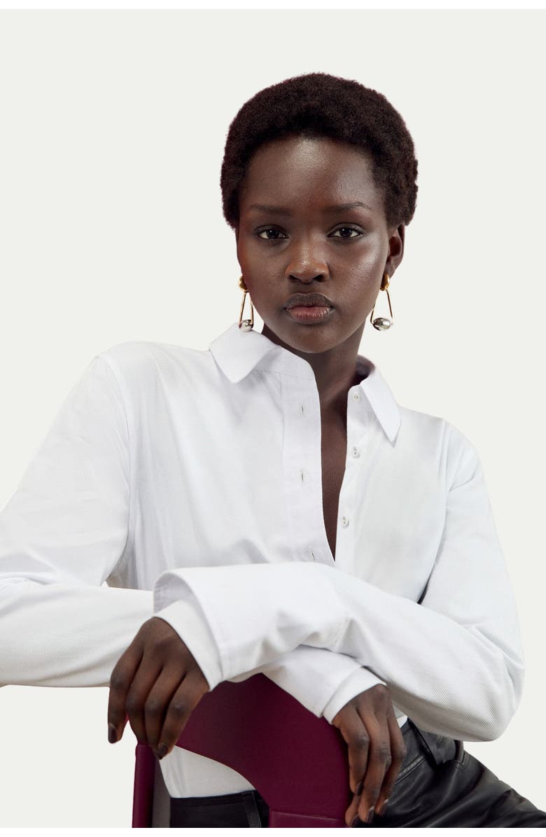 Karen Millen Cotton Woven Buttoned Shirt, Alternate, color, White