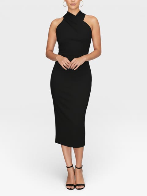 Harland Crossover Halter Midi Dress