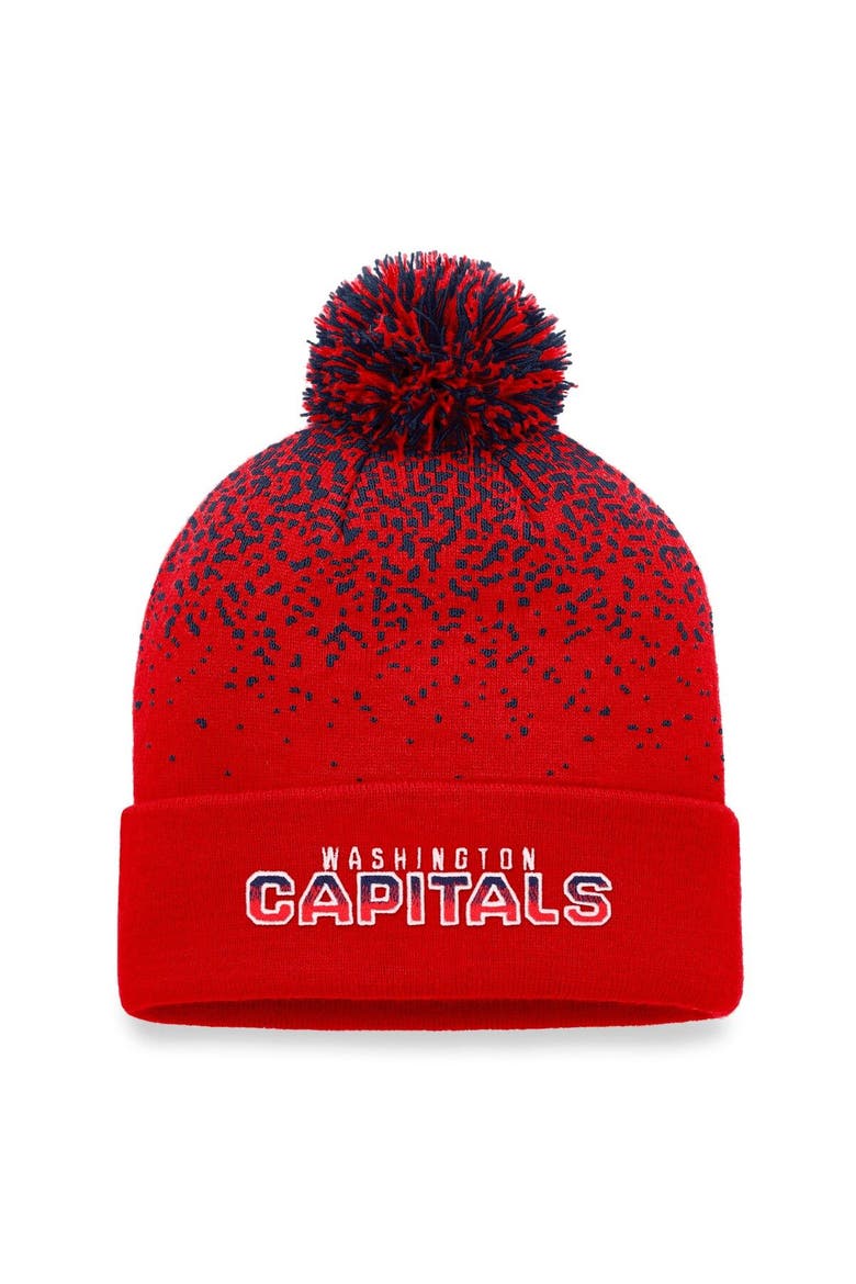 Men's Fanatics Branded Red Washington Capitals Iconic Gradient Cuffed Knit Hat with Pom, Main, color, Red