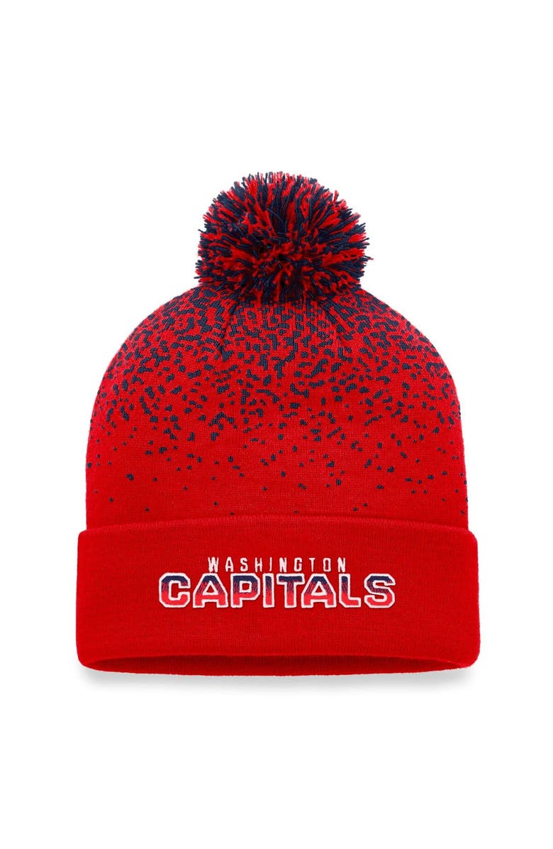 FANATICS Men's Fanatics Branded Red Washington Capitals Iconic Gradient Cuffed Knit Hat with Pom, Main, color, Red